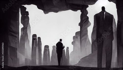 Business Men in Suit Abstract Paintig created with Generative AI technology