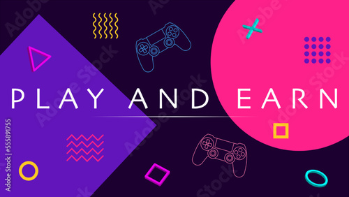P2E, play to earn game finance technology design idea.