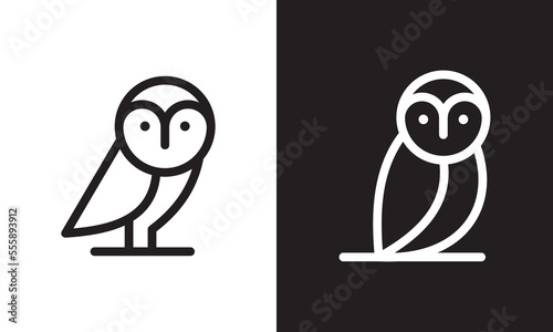 black and white owl line logo design. simple creative vector illustration.