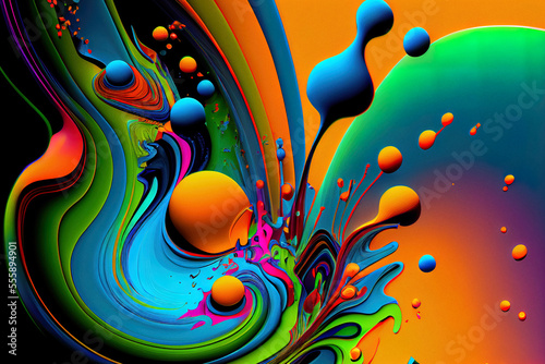 Abstract bright and vivid colours background. Digitally generated AI image