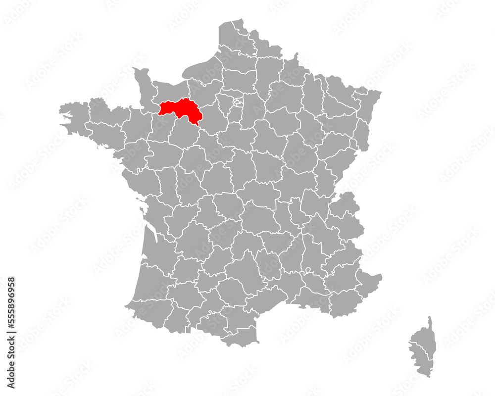 Karte von Orne in Frankreich - obrazy, fototapety, plakaty 