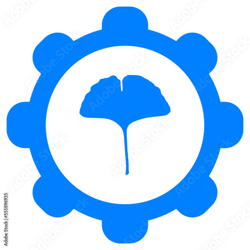 Ginkgo Blatt und Zahnrad