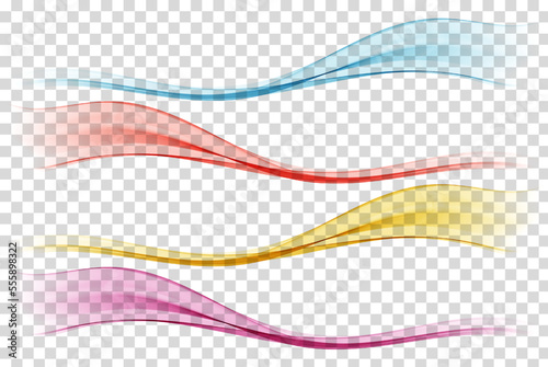 Set of colored abstract wave design elements, abstract flow of wavy lines, wave shape.