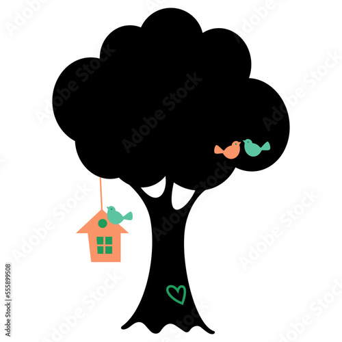 tree house and birds