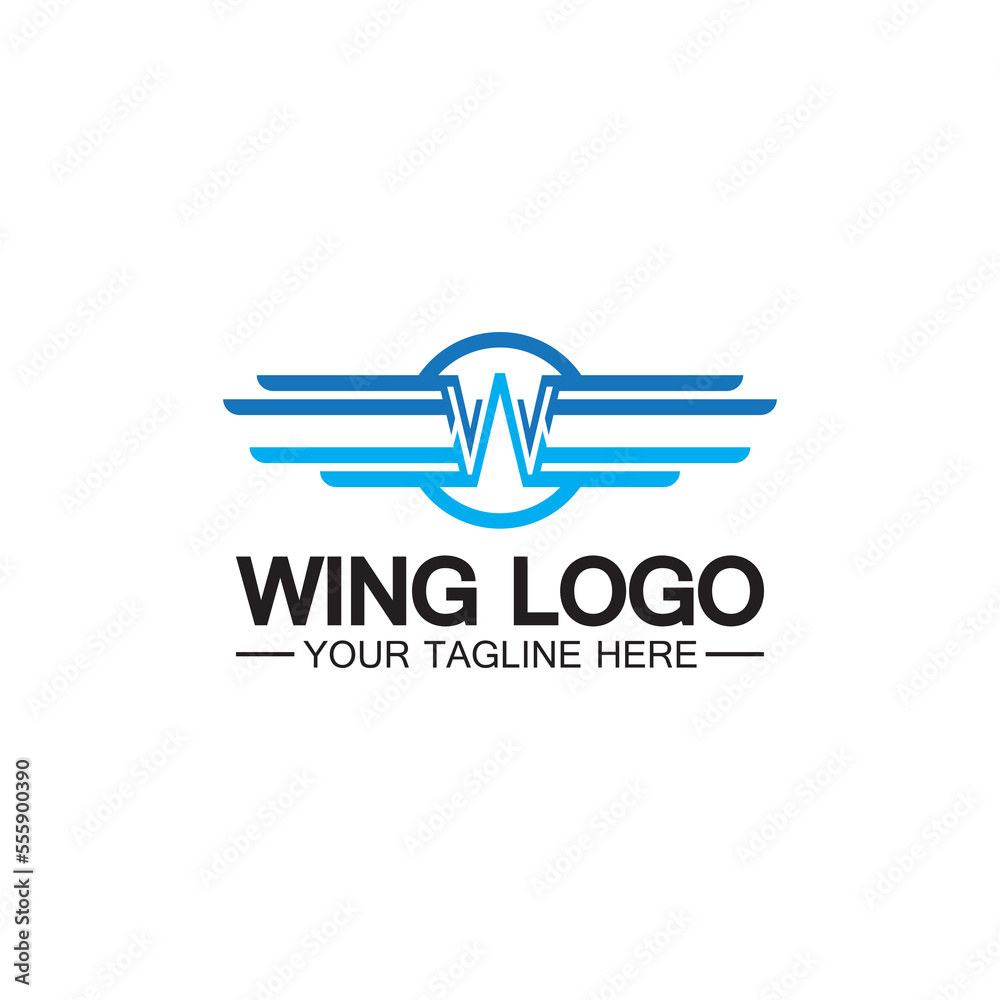 W letter for wings logo design, combination w letter and wings W letter for wings logo design, combination w letter and wings