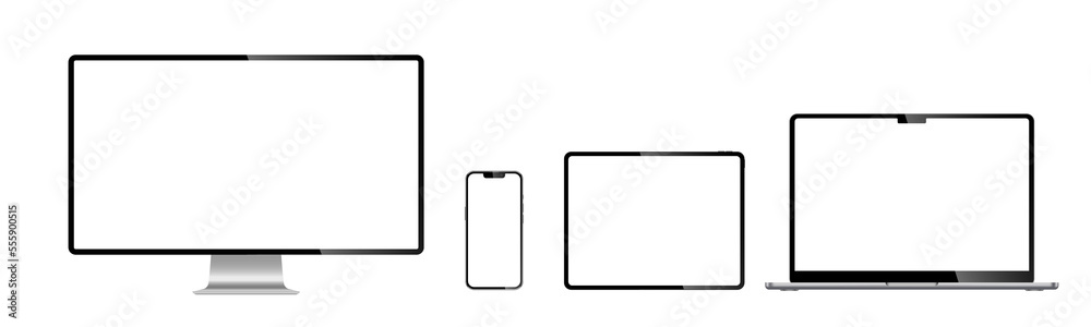 A PNG set of isolated smart devices with blank screen: smartphone, tablet, laptop and desktop. Stock royalty free illustration A PNG set of isolated smart devices with blank screen: smartphone, tablet, laptop and desktop. Stock royalty free illustration