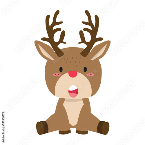 Cute deer  flat animal cartoon