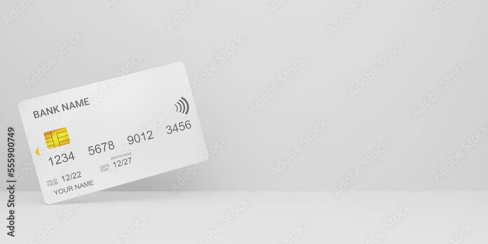 Modern white ATM card design with Free Space, Plastic credit card isolated on white background, Latest Business and finance concept, 3D rendered