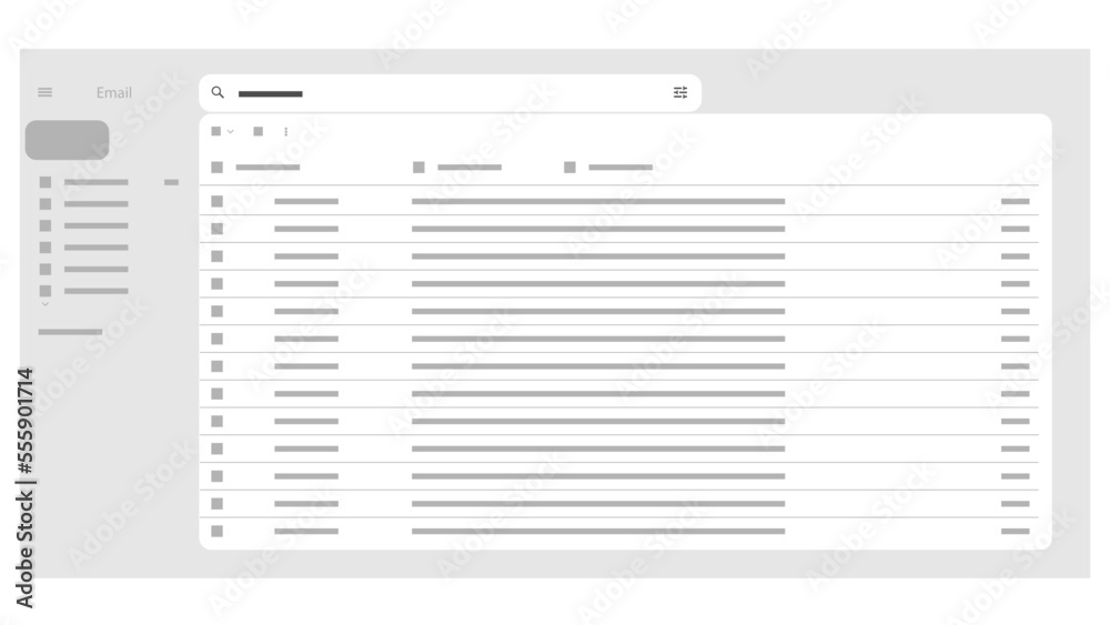 E-mail blank template internet mail frame interface for mail message