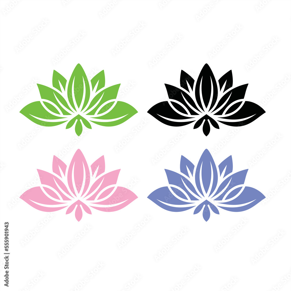 lotus flower logo simple color illustration design vector style for spa or yoga