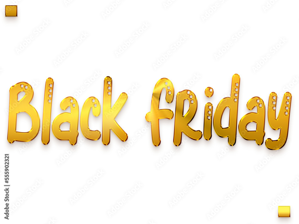 Fototapeta premium Black Friday Transparent PNG Bold Alphabetical Gold Text