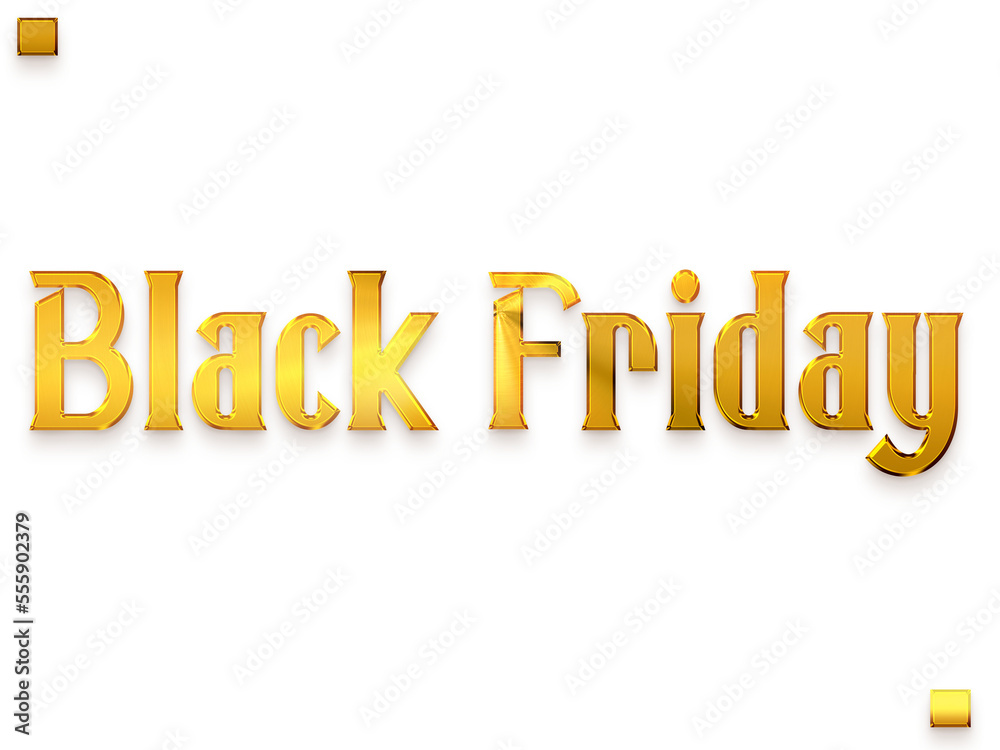 Fototapeta premium Black Friday Transparent PNG Gold Bold Alphabetical Text
