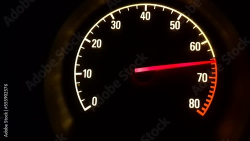The tachometer needle goes up