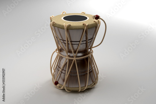Shiva's Damru Damaru Indian Music Instrument on white background - 3D Illustration Render