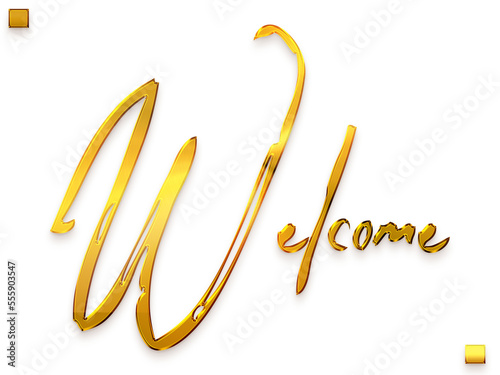 Welcome Text Gold Brush Typography Text Style