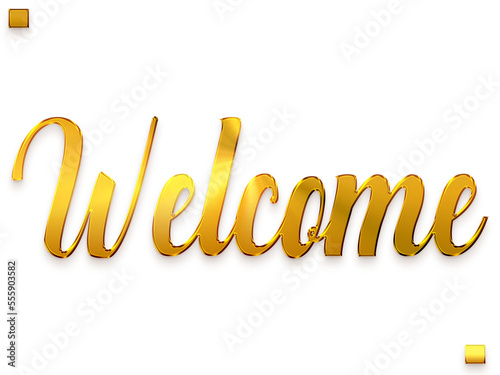 Welcome Text Gold Bold Alphabetical Text  photo