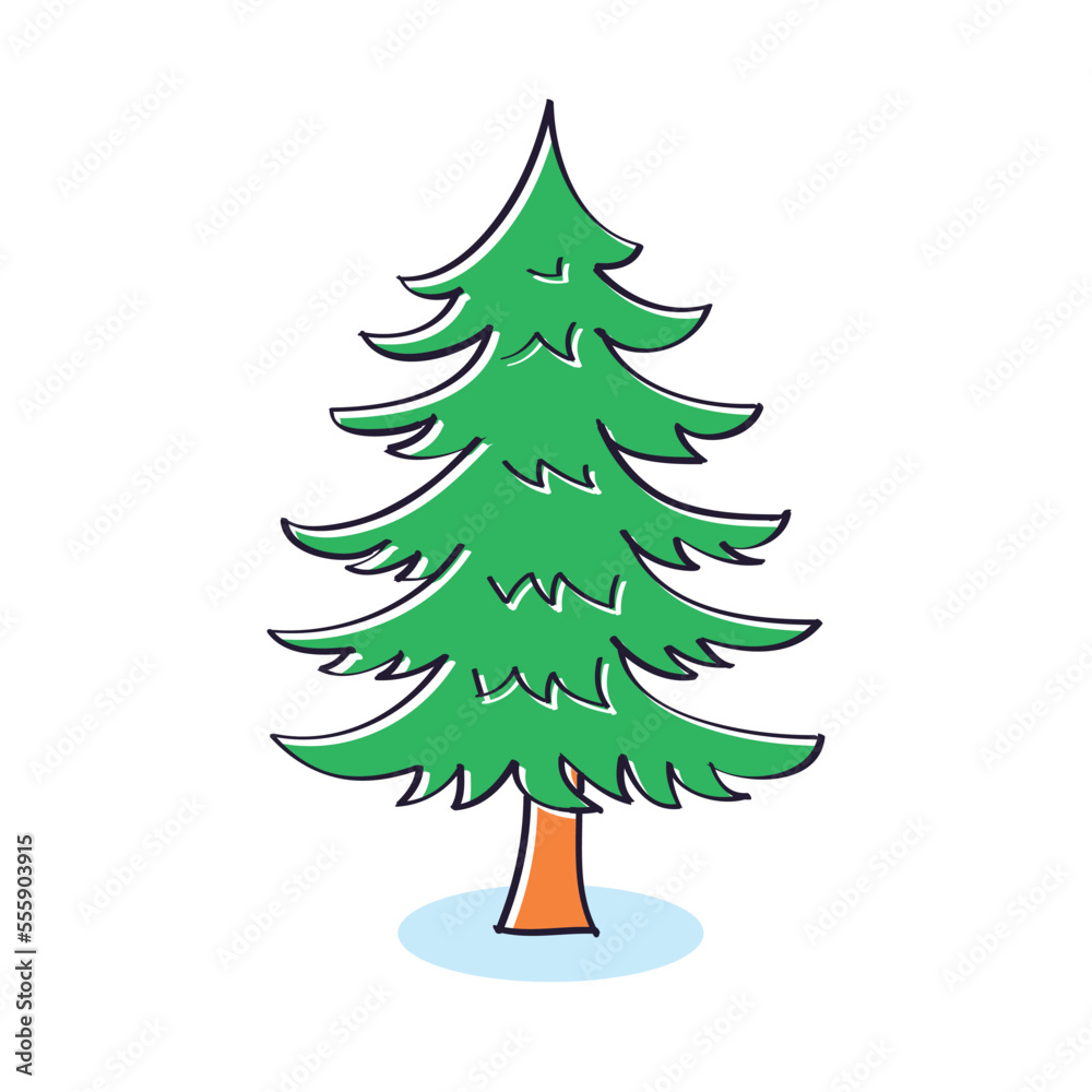Christmas tree, unadorned green spruce or fir isolated cartoon vector illustration. Christmas tree, unadorned green spruce or fir isolated cartoon vector illustration.