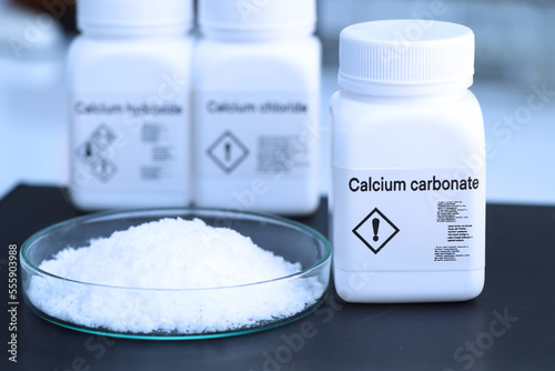 Calcium Carbonate is used in laboratory or in the industry photo