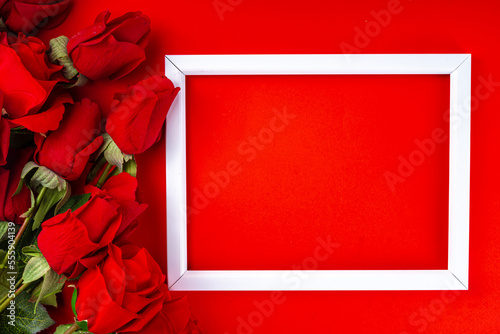 Red background with red roses