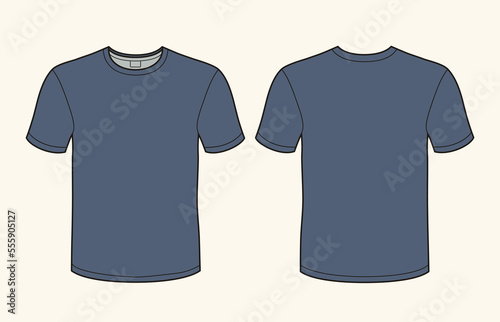 Black T-shirt vector template (front and back) mockup isolated on white background.