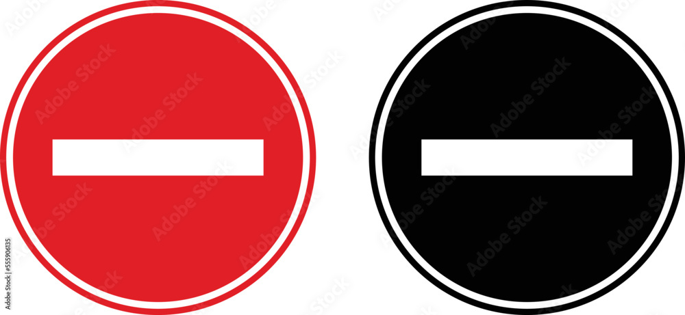 No entry traffic sign in red and black . No entry traffic sign in red and black .
