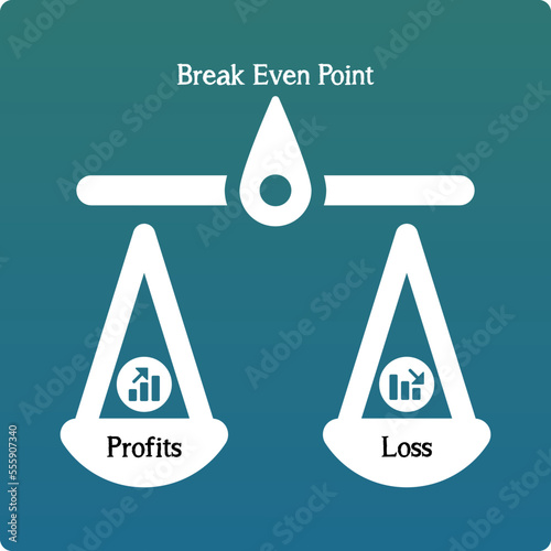 Vector Illustration of Break Even Point with icons