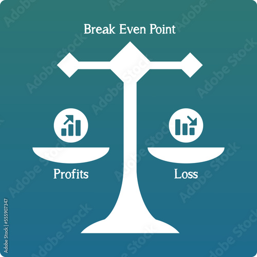 Vector Illustration of Break Even Point with icons