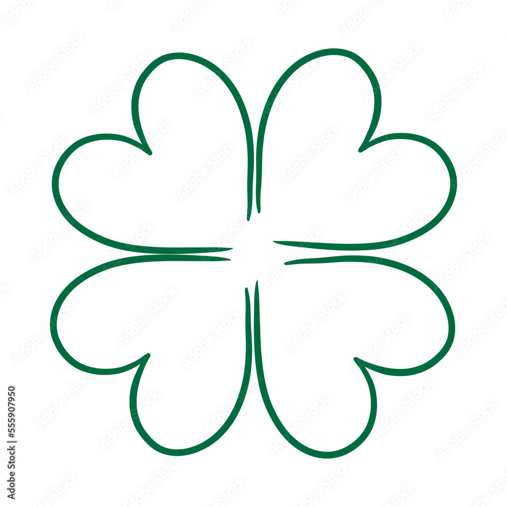 Green Cloverleaf Outlined