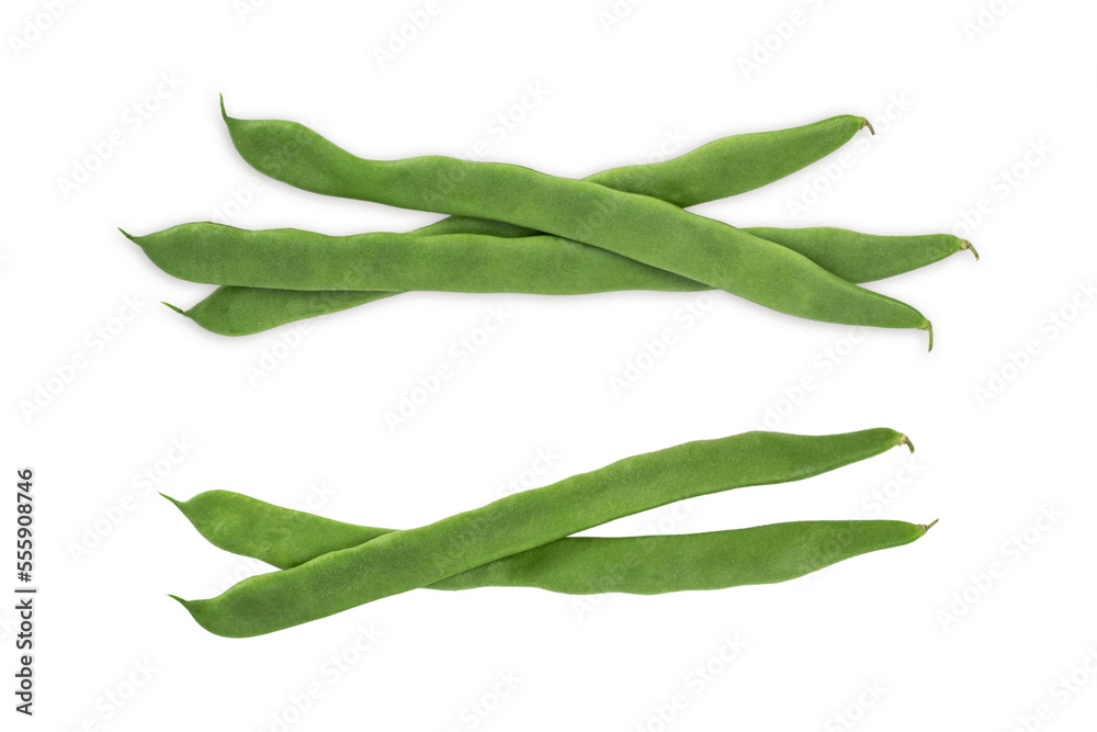 Green beans isolated on white background. Fresh BIO vegetables. Green beans isolated on white background. Fresh BIO vegetables.