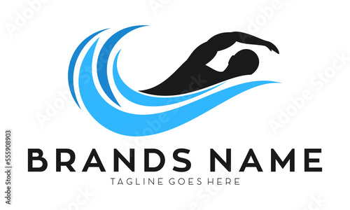 Swimming athletics symbol vector logo