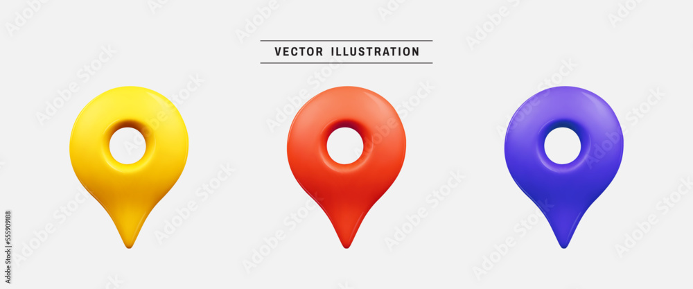 Map location pin pointer 3d icon render. realistic design elements ...