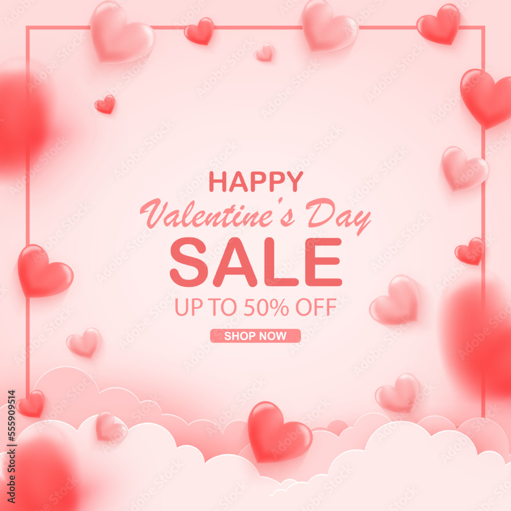 Valentine's day sale background with heart. Vector illustration. Wallpaper, flyers, invitations, posters, brochures, banners. Vector symbols of love for Happy Women's, Mother's, Valentine's Day, birth