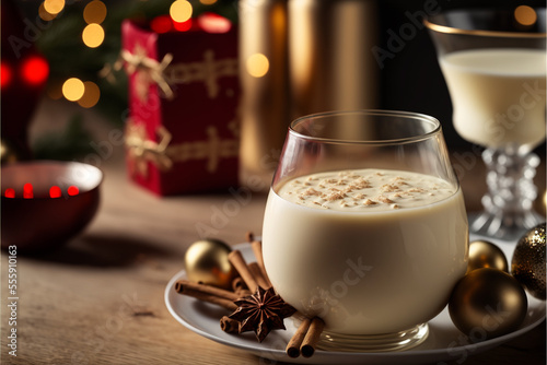 Eggnog with cinnamon for Christmas and winter holidays