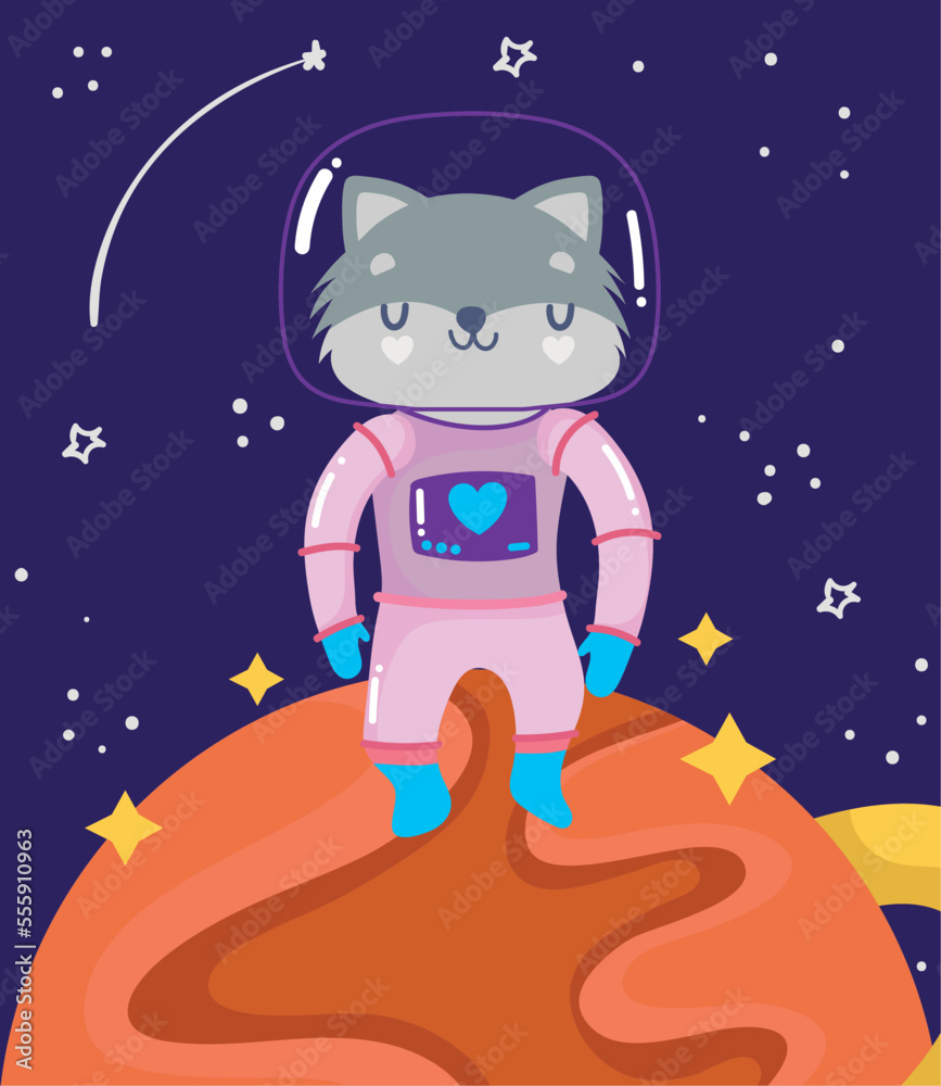 Naklejka premium space wolf astronaut