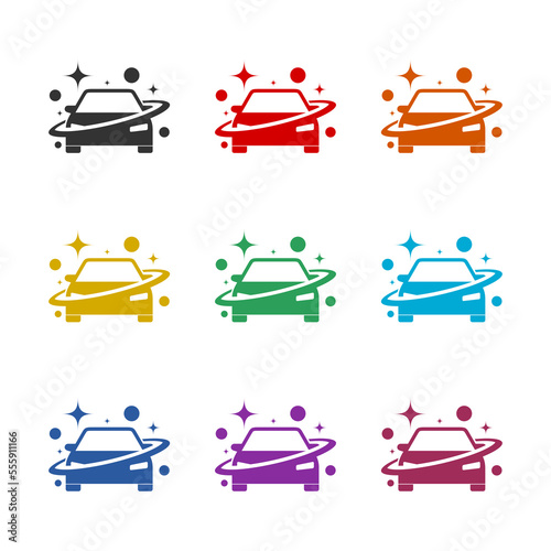 Carwash Service icon isolated on white background. Set icons colorful