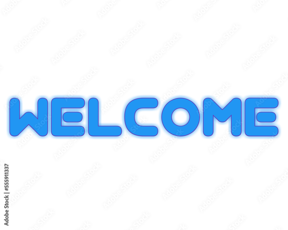Welcome text blue color on white background Welcome text blue color on white background