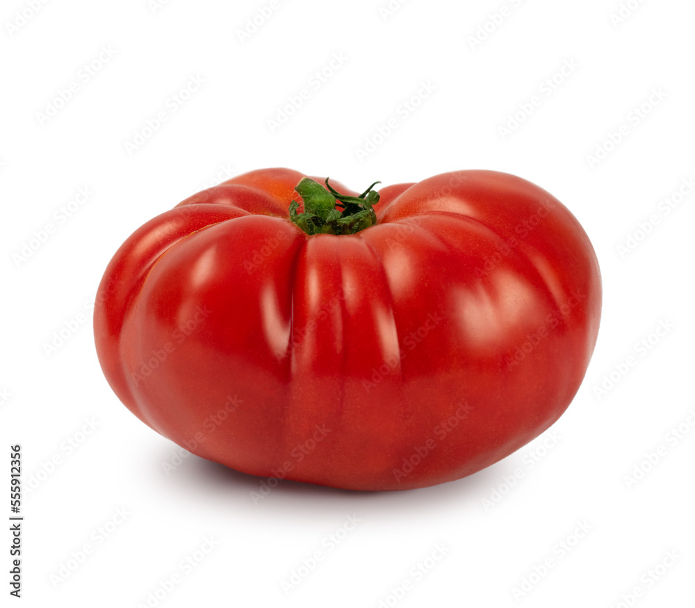 Fresh red beefsteak tomatoes isolated on a white background. Fresh vegetables. Fresh red beefsteak tomatoes isolated on a white background. Fresh vegetables.