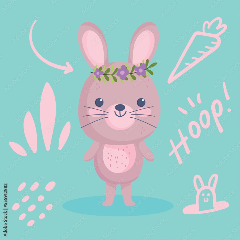 cute rabbit with flowers cute rabbit with flowers