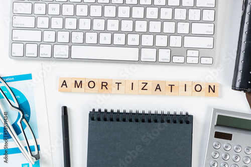 Amortization expense concept with letters