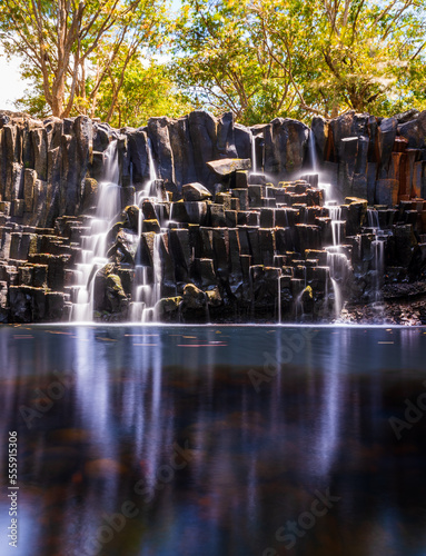 Rochester Falls waterfall in Souillac Mauritius..Waterfall in the jungle of the tropical island of Mauritius.