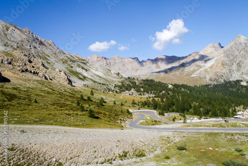 pass road and surrounding mountains photo