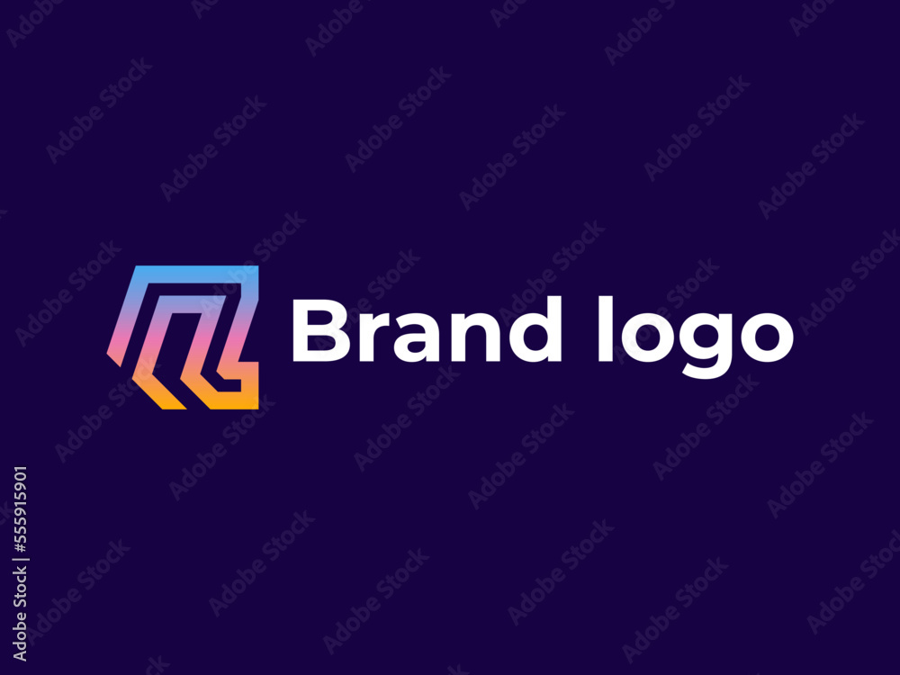 abstract letter r logo mark brand identity in grid  system, lettering monogram icon for brand visual identity