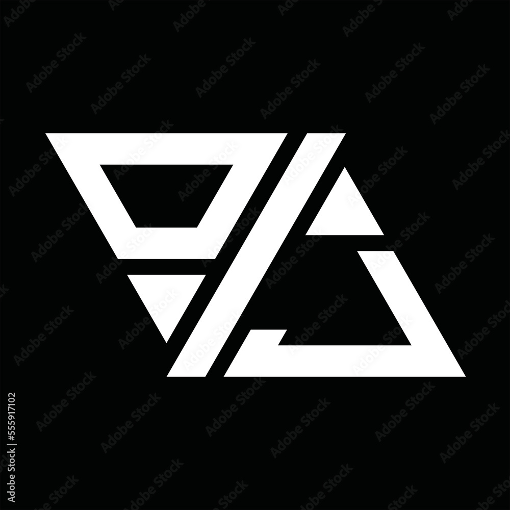 DJ Logo monogram triangle two side images design template Stock Vector ...