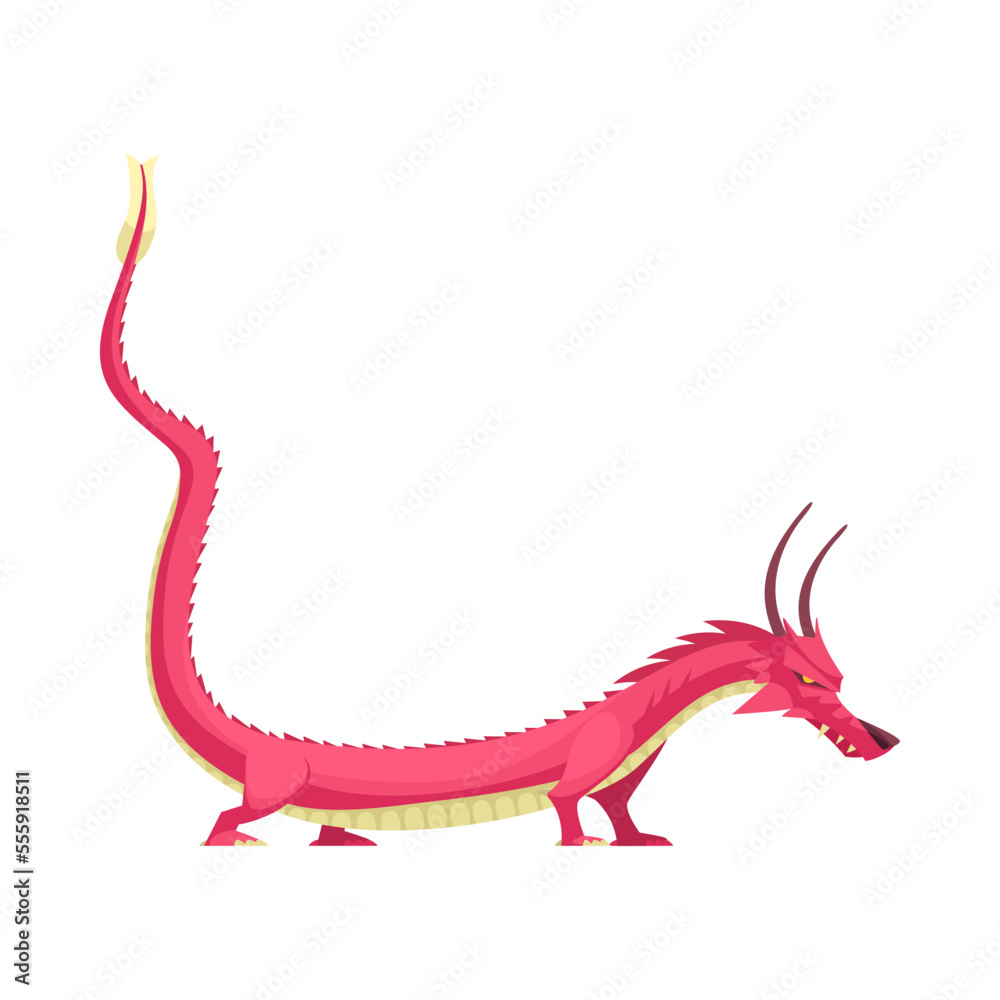 Fototapeta premium Pink Dragon Cartoon Composition