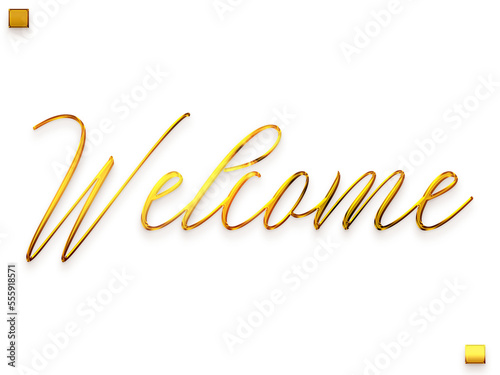 Welcome Text Gold Cursive Calligraphy Text 