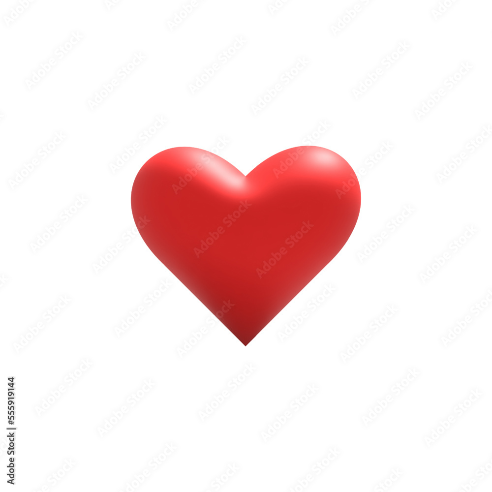 Red 3D heart on a white background