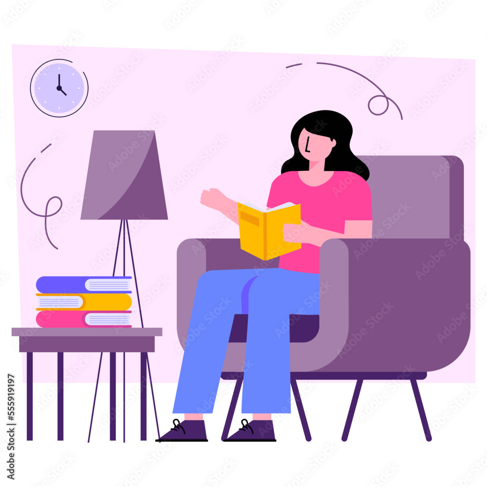 Trendy design illustration of book reading Trendy design illustration of book reading