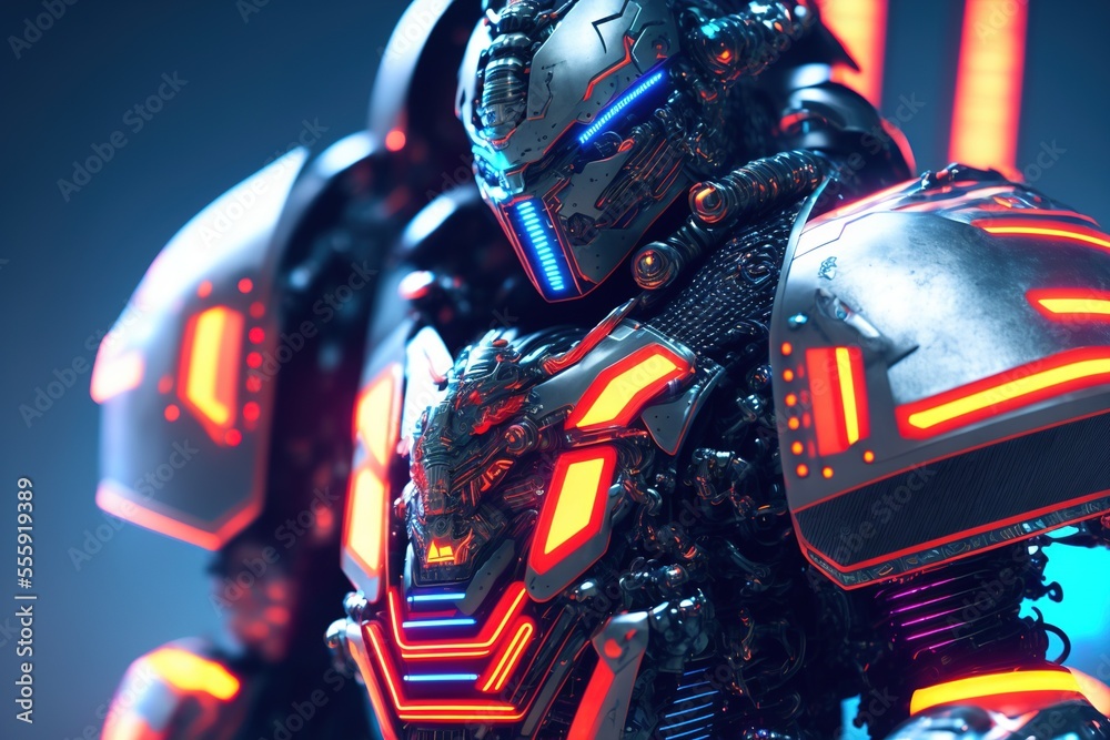 Humanoid armored futuristi, cybernetic samurai Humanoid armored futuristi, cybernetic samurai
