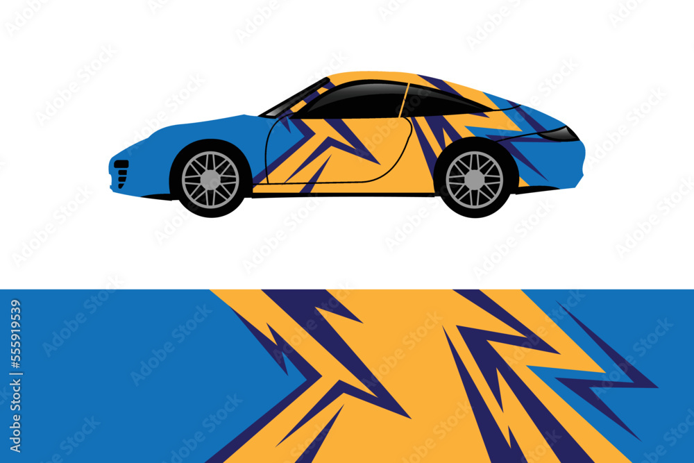 Fototapeta premium Car wrap decal designs. Abstract racing and sport background for racing livery or daily use car vinyl sticker.