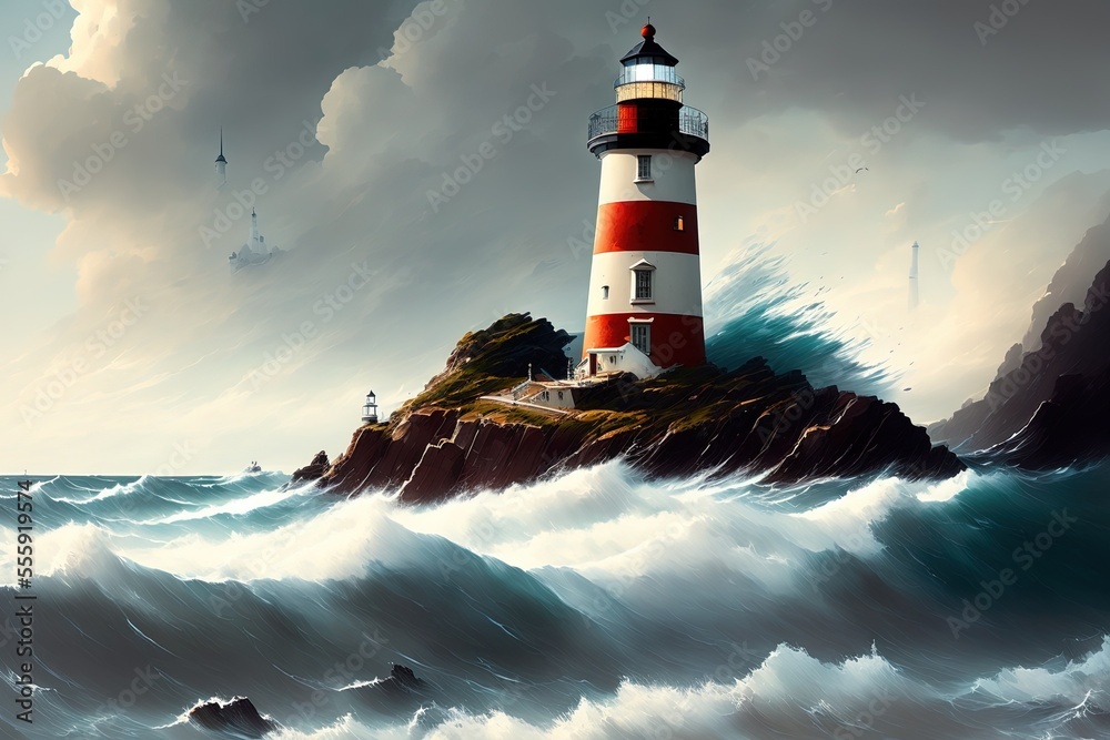 lighthouse in the sea